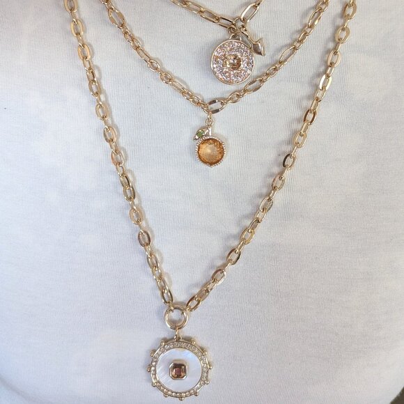 White House Black Market Jewelry - White House Black Market Runway/ Statement Triple Chain Gold Tone Necklace Set!